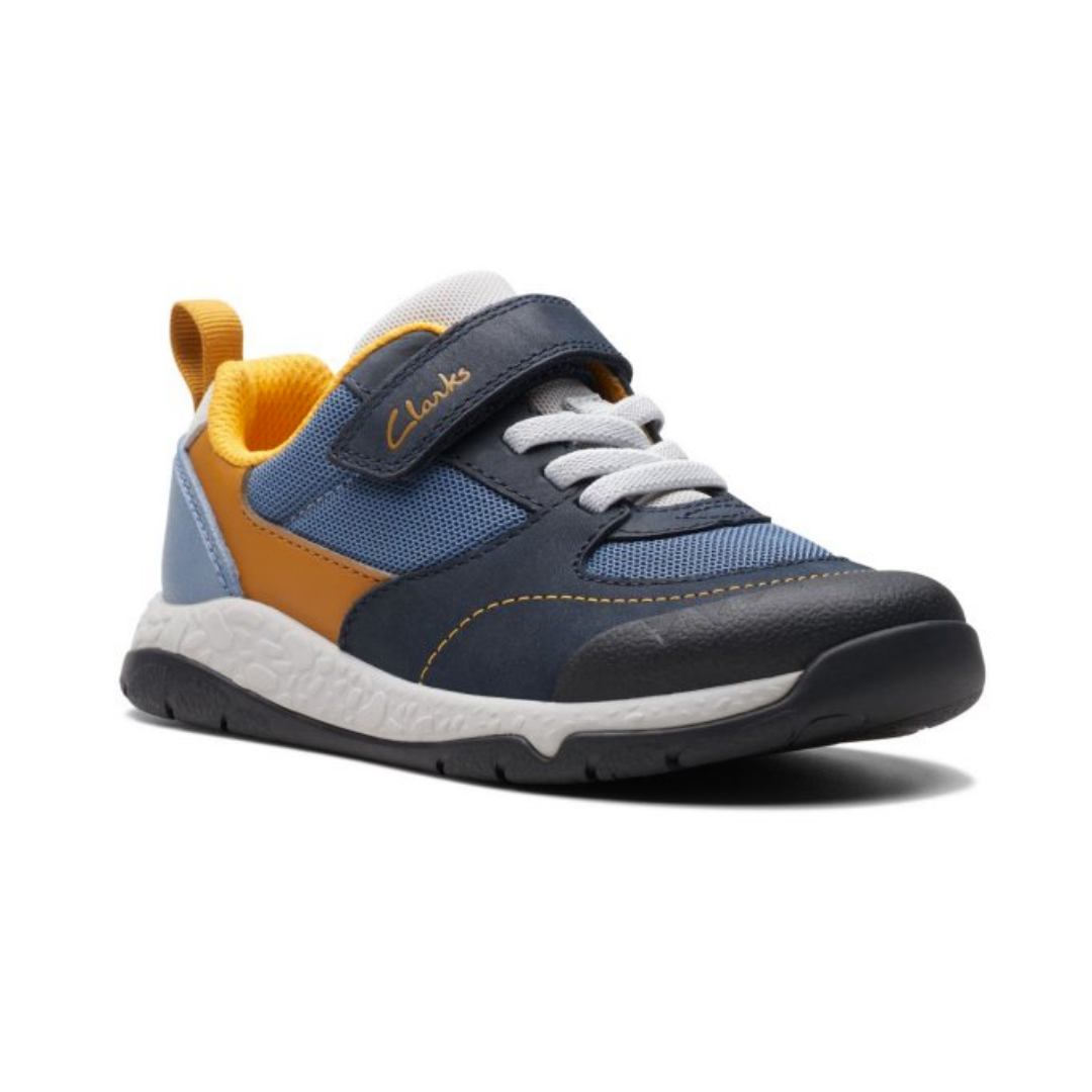 Clarks Steggy Stride Kids Trainers Navy Combi Size 8.5 F