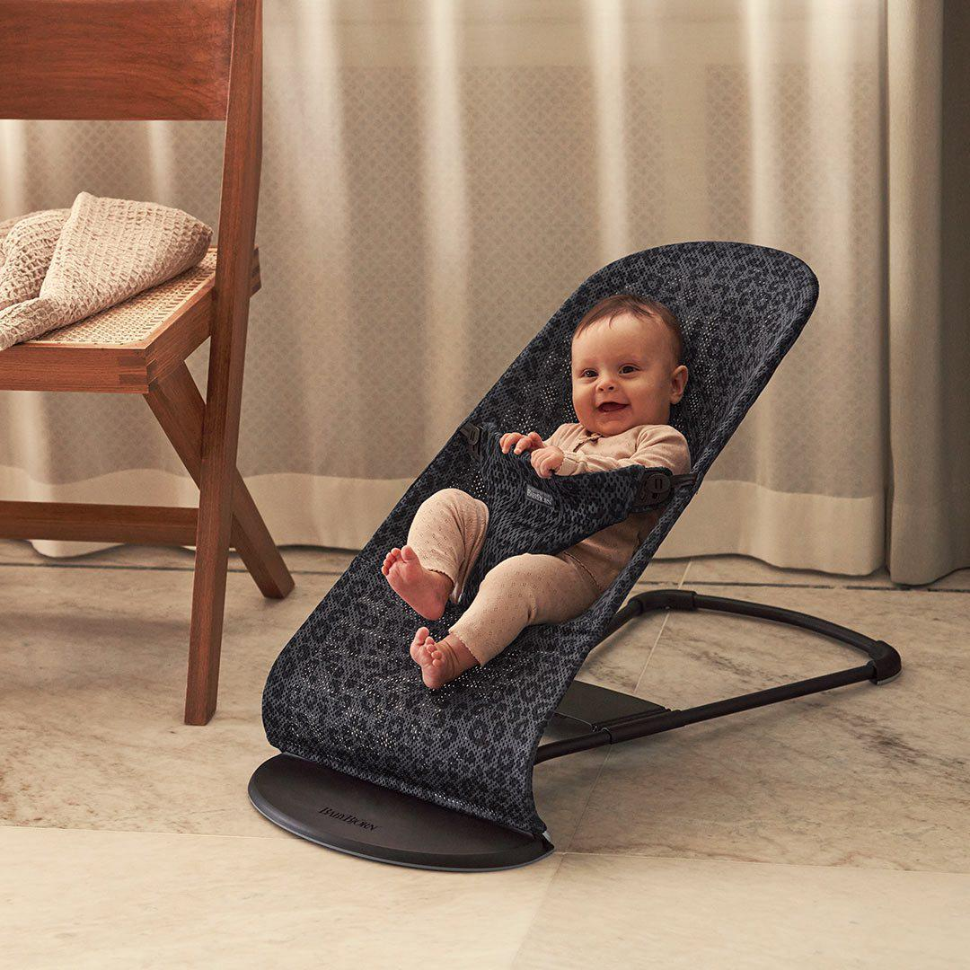 BABYBJ RN Baby Bouncer Bliss Anthracite Leopard Mesh