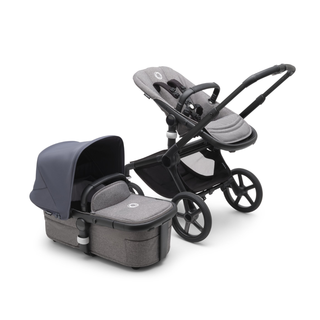 Bugaboo Fox 5 Pushchair Carrycot Black Grey Melange Stormy Blue Free Delivery Direct 4 Baby