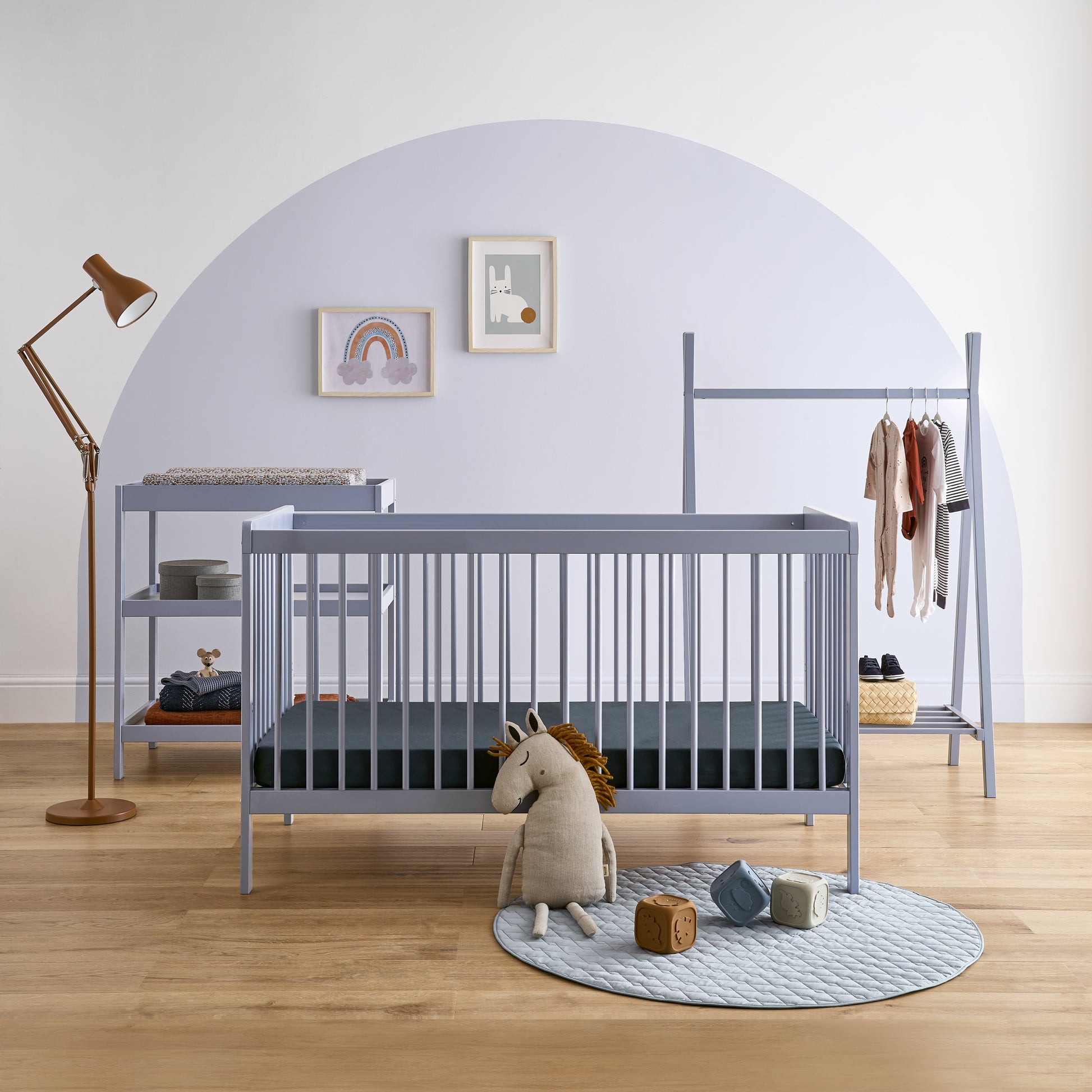 CuddleCo Nola Cot Bed | Flint Blue