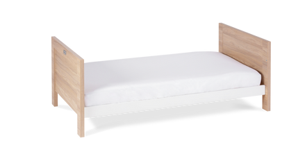Silver Cross Finchley Oak Toddler Bed angled on white background