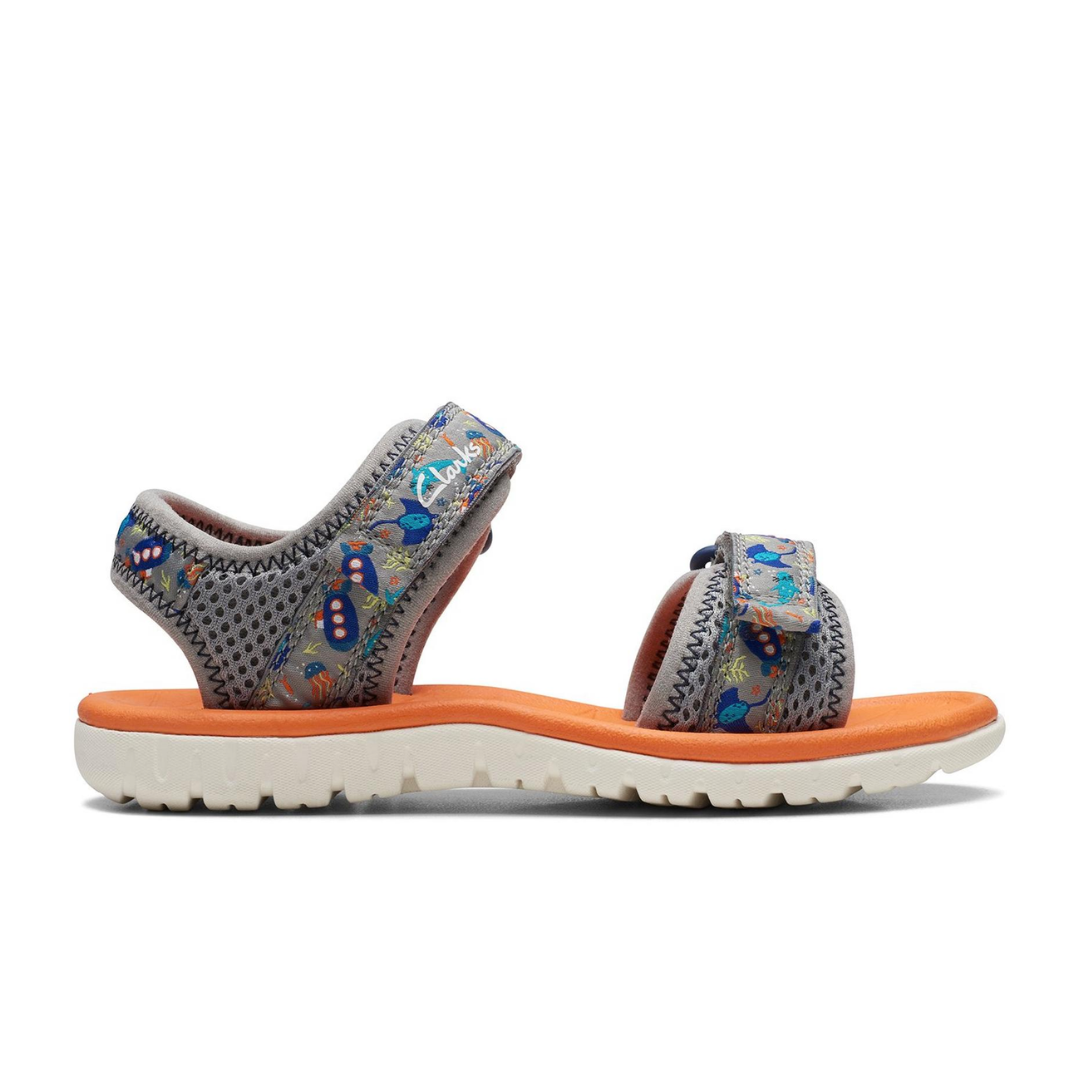 Clarks Surfing Tide Kids Sandals Grey 7.5 G
