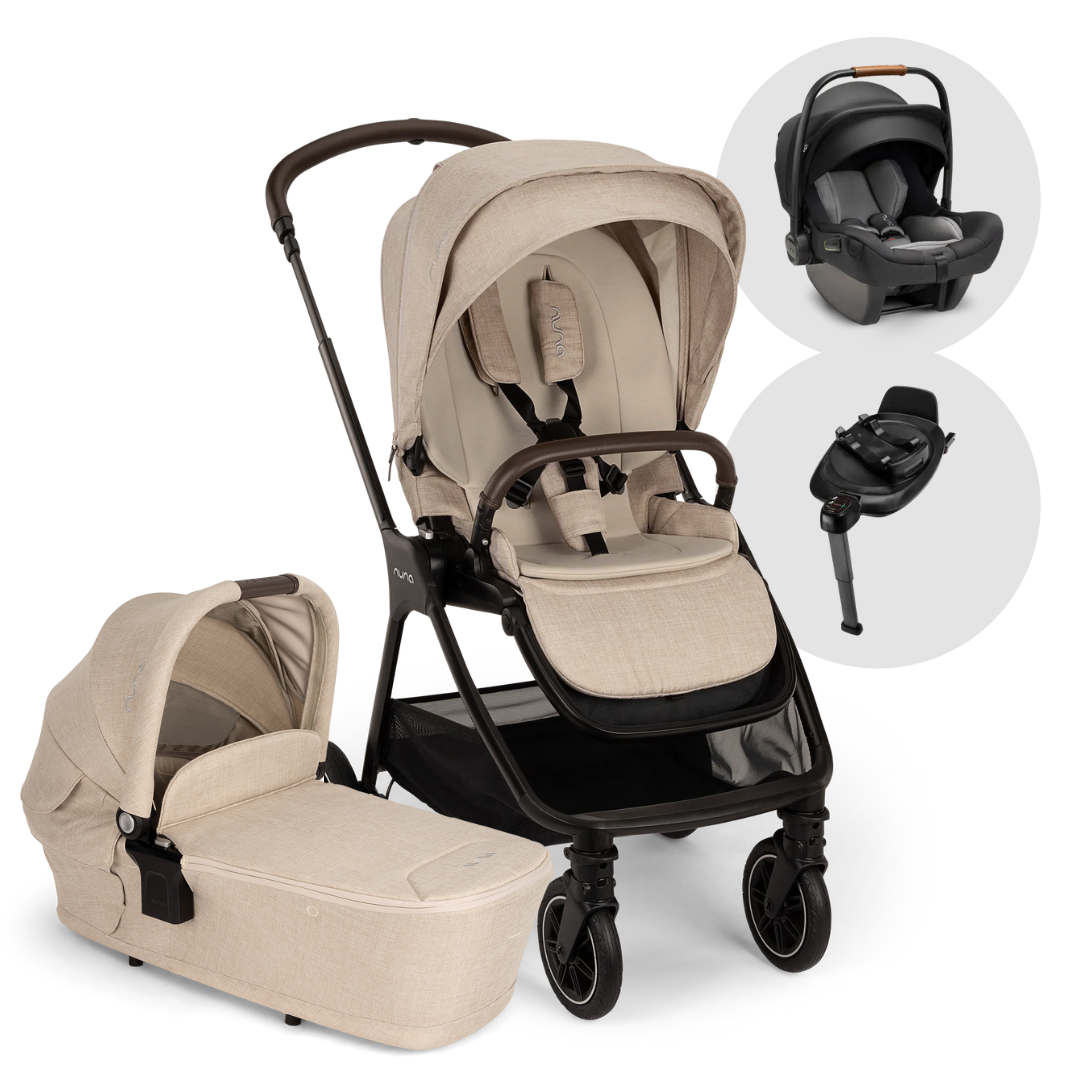 Nuna TRIV NEXT Stroller, Carrycot & Pipa NEXT Car Seat Bundle | Biscotti