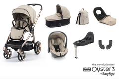 Oyster 3 Luxury 7 Piece Capsule Travel System | Crème Brulee (Champagne Chassis)