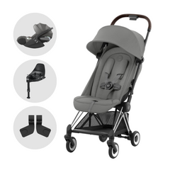 Cybex Coya Platinum Travel System with Cloud T Car Seat | Mirage Grey on Chrome