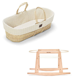The Little Green Sheep Knitted Moses basket & Rocking Stand | Linen