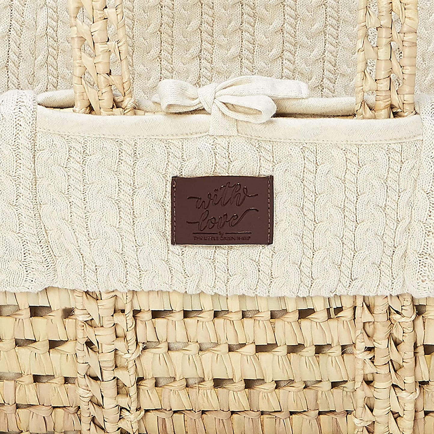 The Little Green Sheep Knitted Moses Basket & Mattress | Knitted Linen