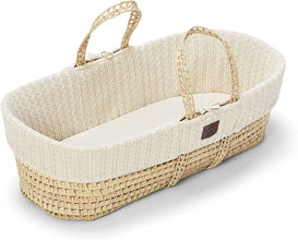 Load image into Gallery viewer, The Little Green Sheep Knitted Moses basket &amp; Rocking Stand | Linen
