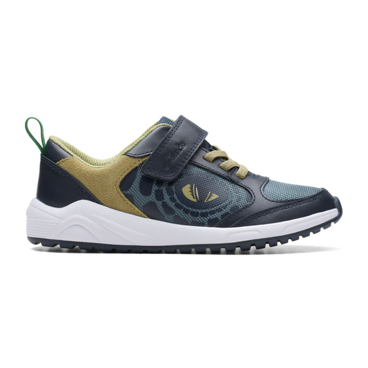 Clarks Aeon Search Kids Trainers | Navy/Green
