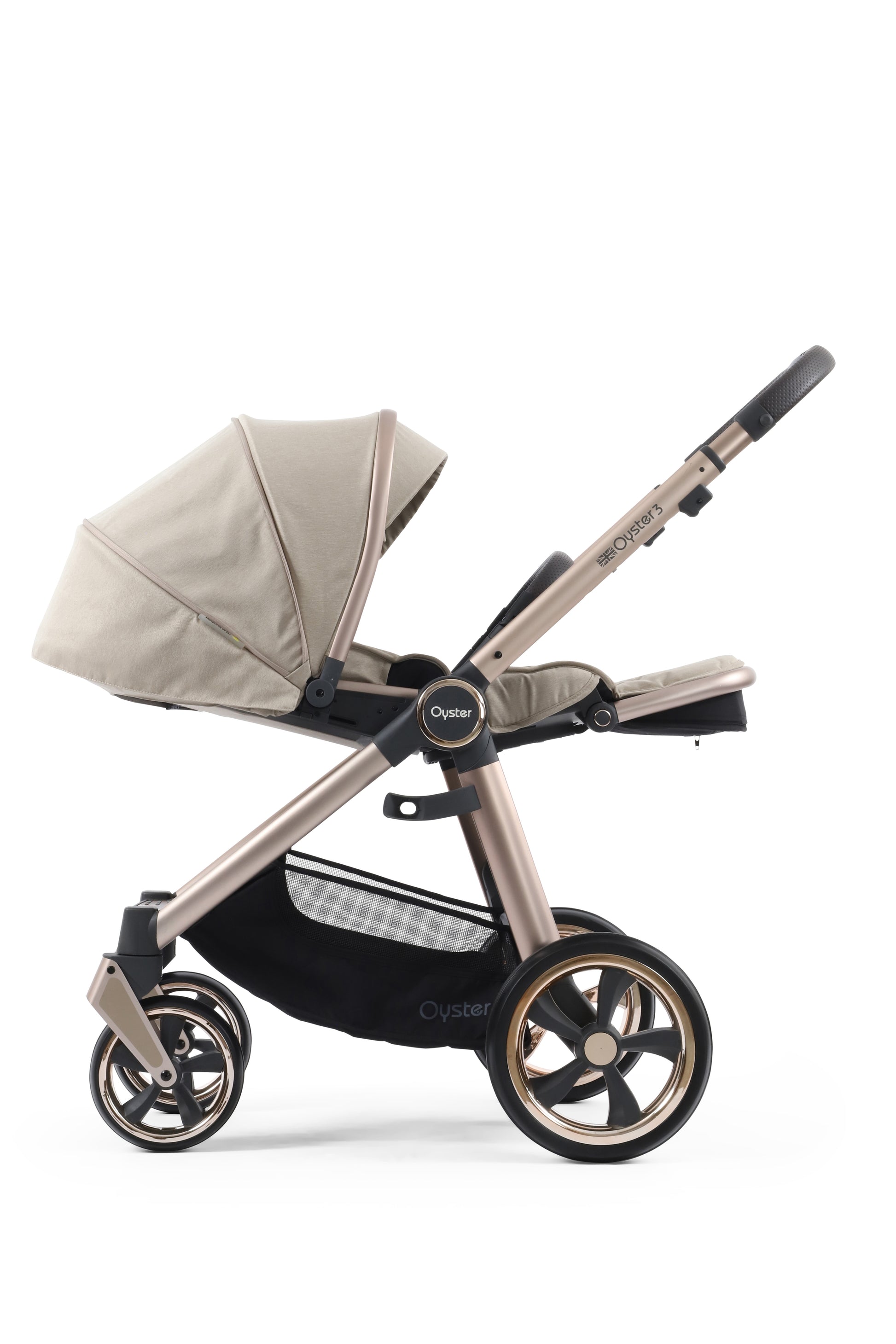 Oyster 3 Luxury 7 Piece Maxi Cosi Pebble Pro 360 Travel System | Crème Brulee (Champagne Chassis)