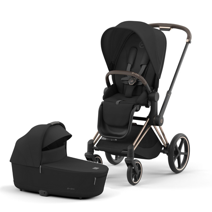 Cybex Priam Pushchair & Lux Carrycot | Sepia Black & Rose Gold