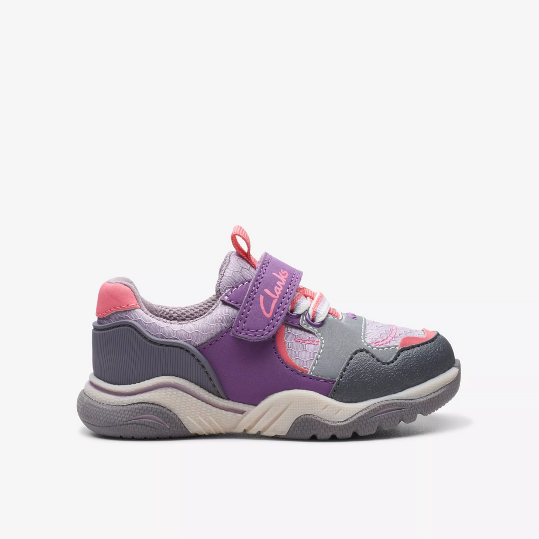 Clarks Feather Jump Toddler Trainers | Purple Combi | Size 5 F