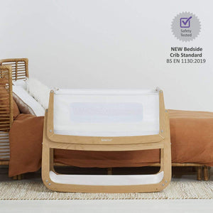 SnuzPod4 Bedside Crib Starter Bundle - Natural (Grey Sheets)