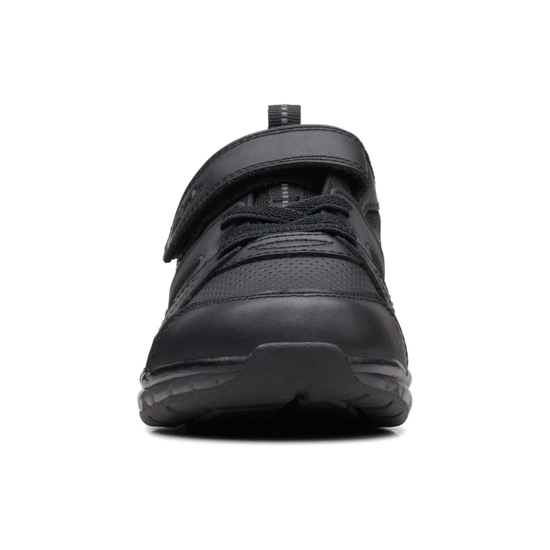 Clarks Spark Beam Kids Trainers | Black Leather