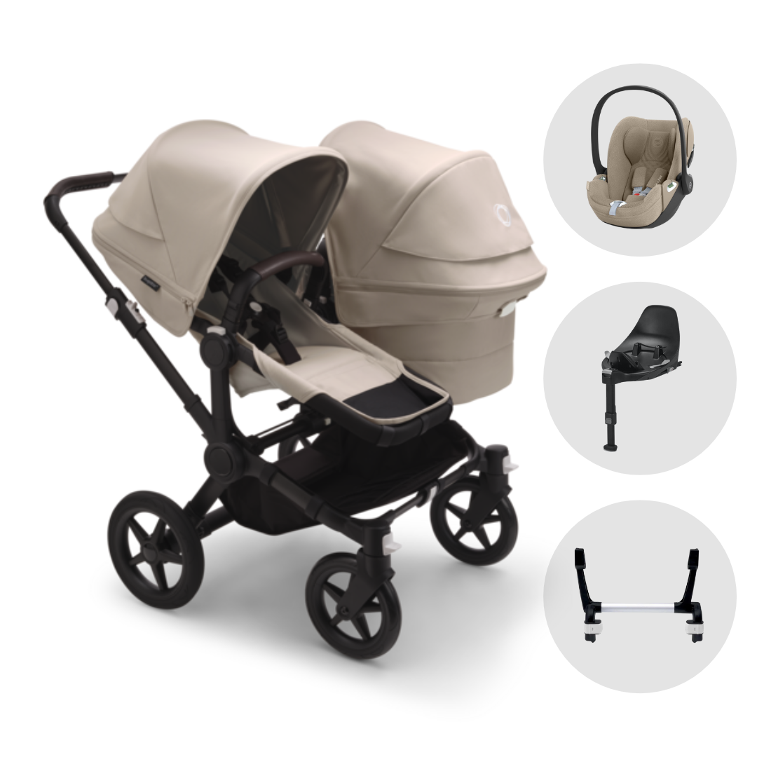 Bugaboo Donkey 5 Duo Pushchair & Carrycot with Cybex Cloud T Travel System - Black & Desert Taupe