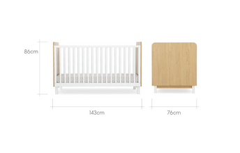 Load image into Gallery viewer, CuddleCo Rafi Cot Bed - Oak | White
