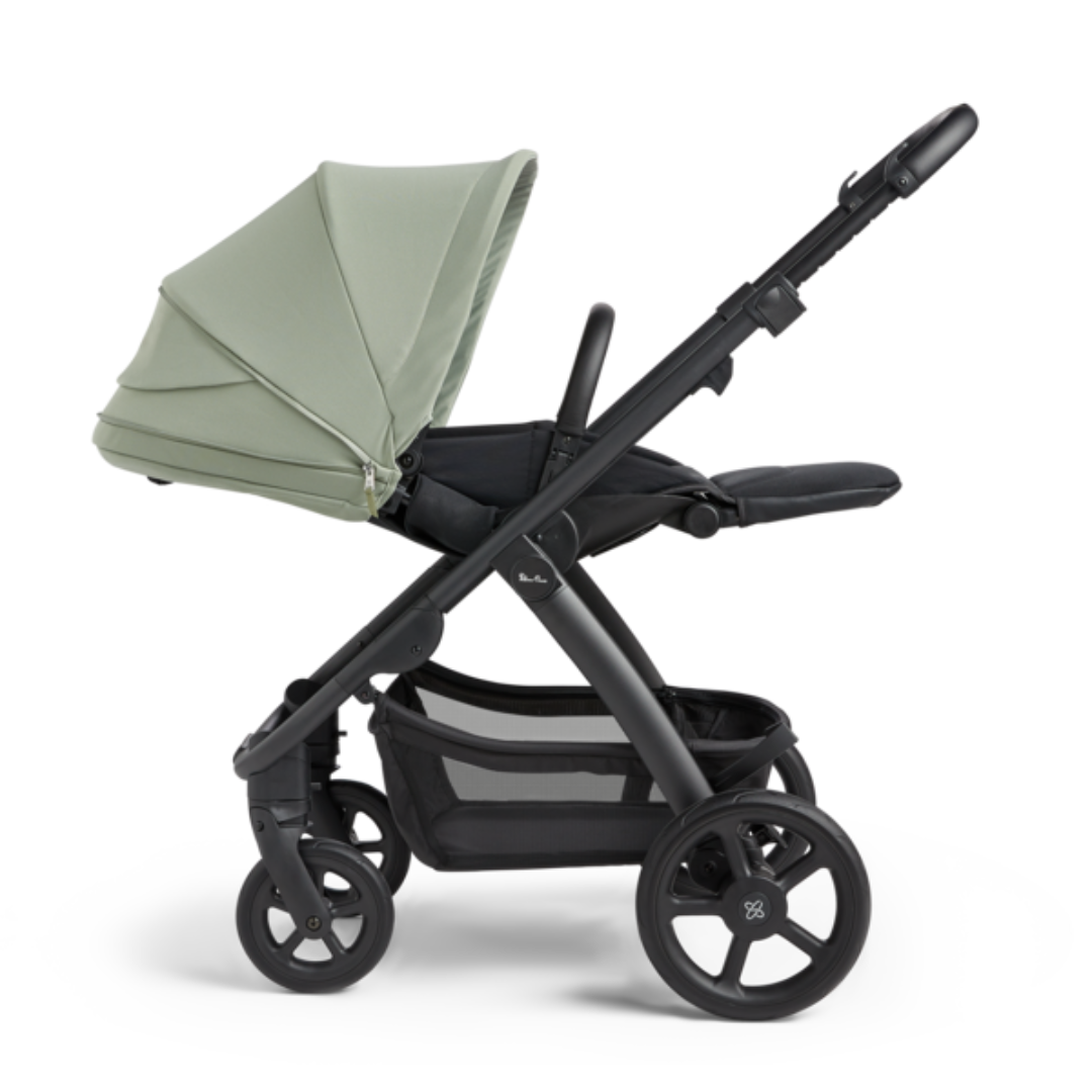 Silver Cross Tide Pushchair, Dream i-Size,Isofix & Accessory Bundle | Sage on Black Chassis