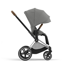 Load image into Gallery viewer, Cybex Priam Pushchair &amp; Lux Carrycot | Mirage Grey &amp; Chrome (Brown Handle)
