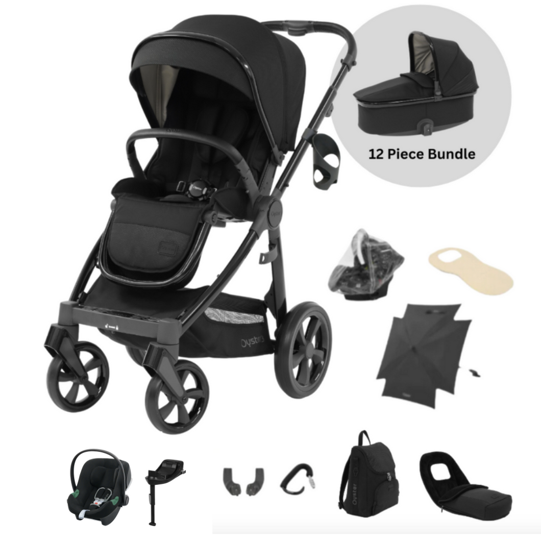 Oyster 3 Ultimate 12 Piece Cybex Aton B2 i-Size Travel System | Pixel (Gloss Black Frame)
