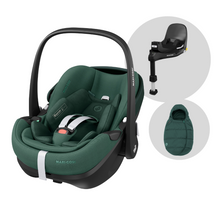 Load image into Gallery viewer, Maxi Cosi Pebble 360 Pro Car Seat, FamilyFix Pro Base &amp; Footmuff | Essential Green
