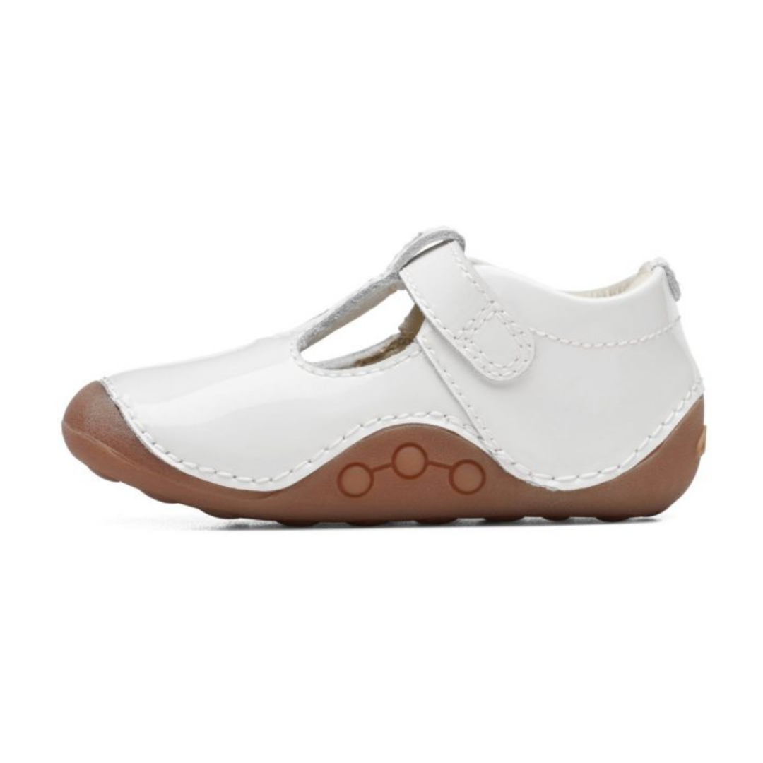 Clarks Tiny Beat Toddler Shoes | White Patent | Size 5.5 G