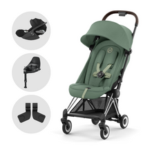 Load image into Gallery viewer, Cybex Coya Platinum Compact Stroller Travel System | Leaf Green on Chrome
