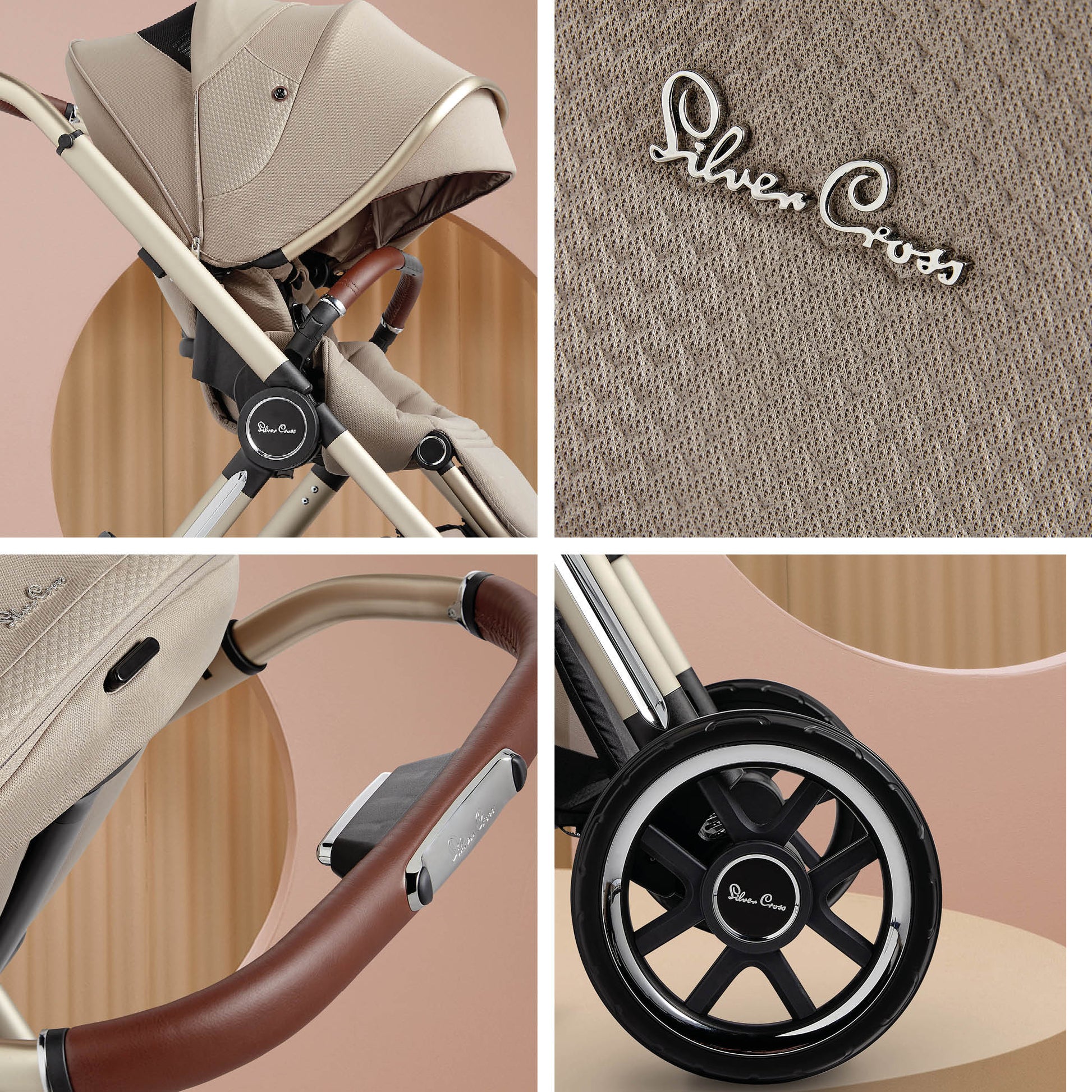 Silver Cross Reef Pushchair, First Bed Folding Carrycot & Maxi-Cosi Cabriofix Travel Pack - Stone