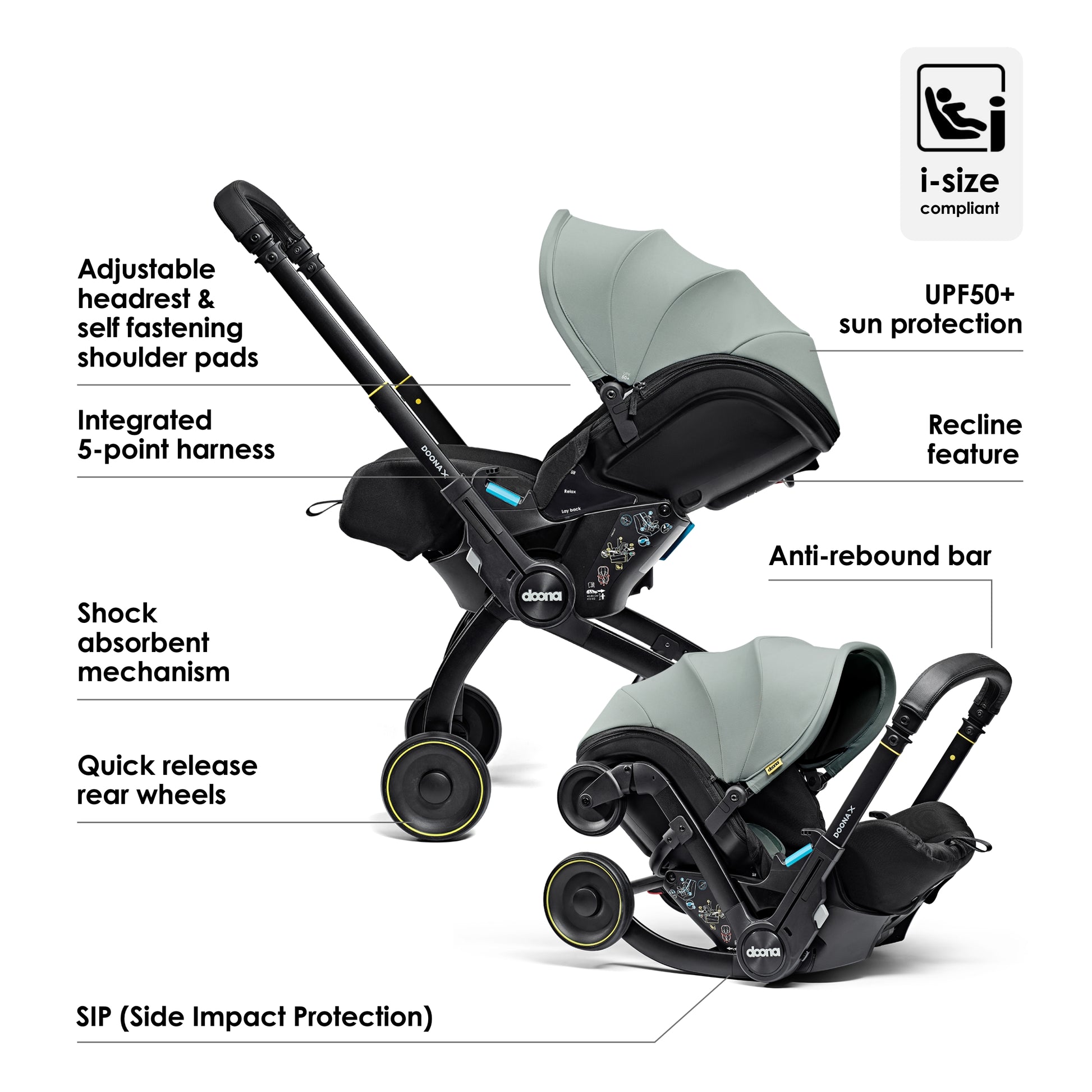 Doona X infant Car Seat & Base | Dusty Sage