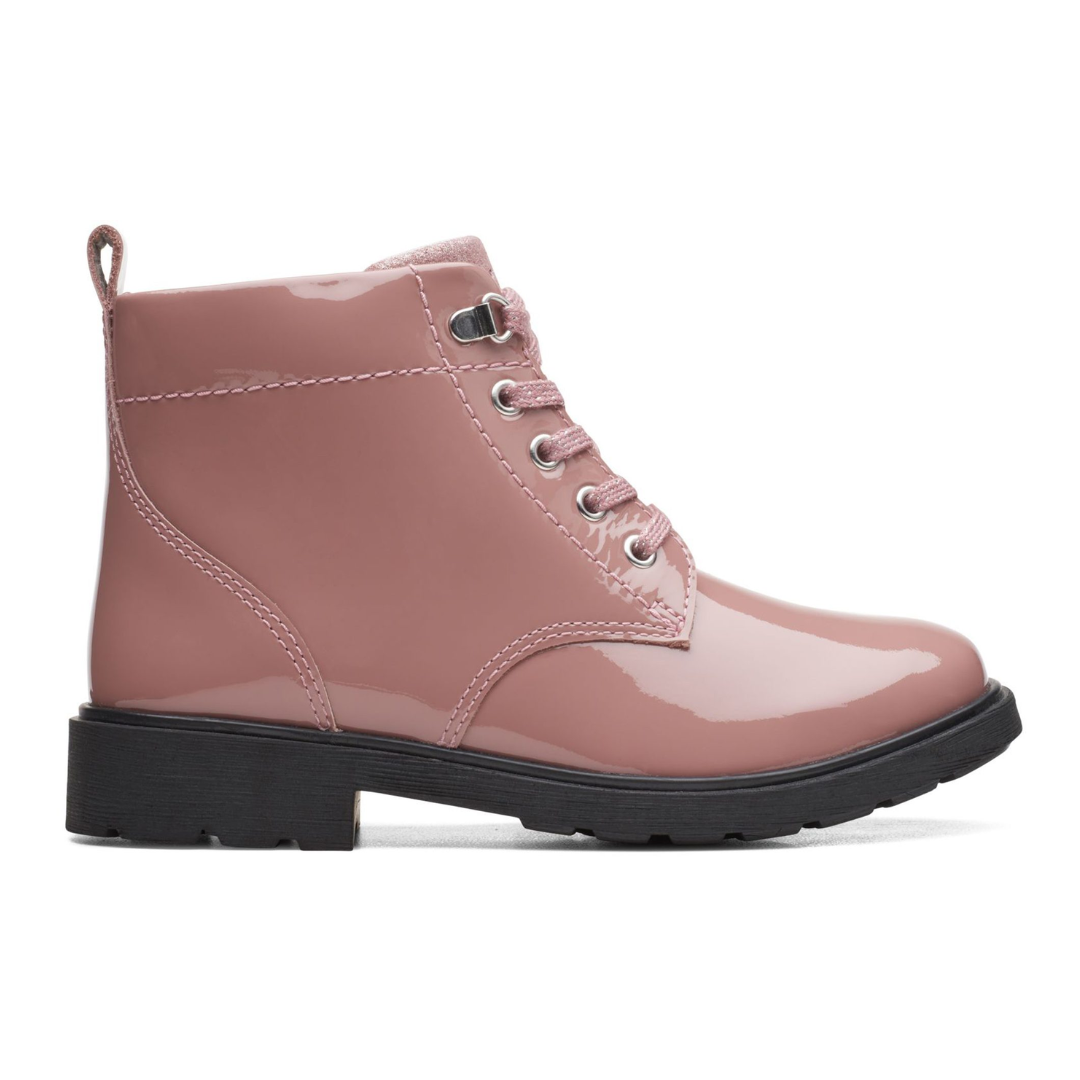 Clarks Astrol Lace Kids Boots | Pink Patent 
