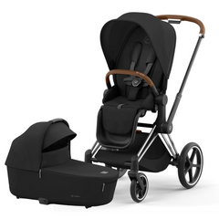 Cybex Priam Pushchair & Lux Carrycot | Sepia Black & Chrome (Brown Handle)