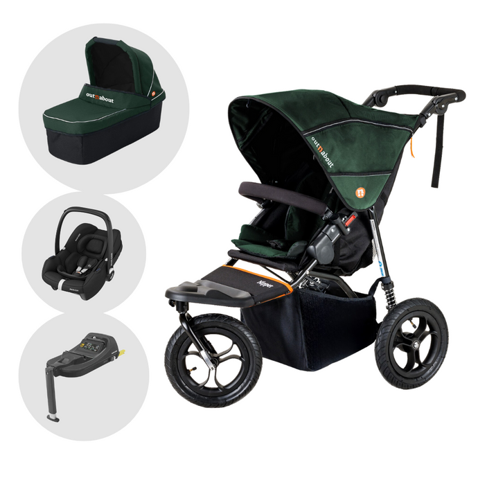Out'n'About Nipper Single V5 Travel System with Maxi-Cosi Cabriofix i-Size | Sycamore Green