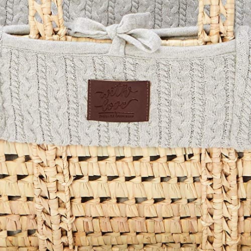 The Little Green Sheep Knitted Moses Basket & Mattress | Dove