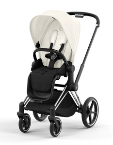 Cybex Priam Pushchair & Lux Carrycot | Off White & Chrome (Black Handle)