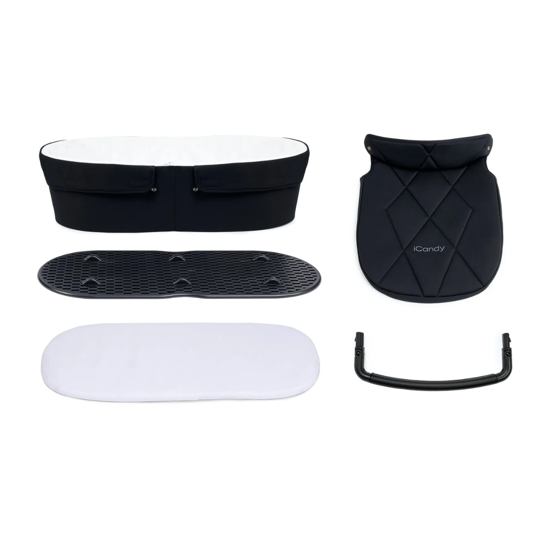 iCandy Orange Second Carrycot Fabric & Bumper Bar Black Edition