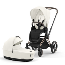 Load image into Gallery viewer, Cybex Priam Pushchair &amp; Lux Carrycot | Off White &amp; Rose Gold
