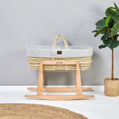 The Little Green Sheep Knitted Moses Basket & Rocking Stand | Dove