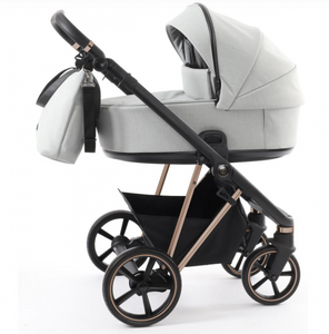 Babystyle Prestige 13 Piece Vogue Travel System - Flint Grey with Copper Gold Chassis (Black Handle)