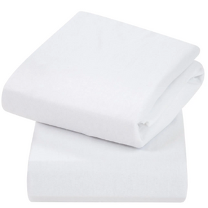 ClevaMama Jersey cotton Fitted Travel Cot Sheets | White