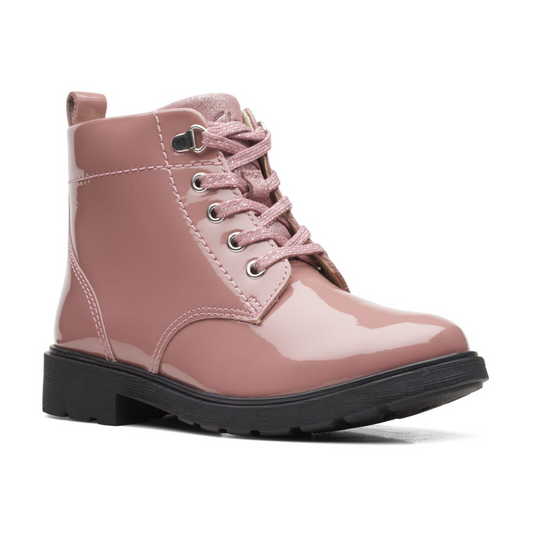 Clarks Astrol Lace Kids Boots | Pink Patent 