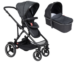 Load image into Gallery viewer, Phil &amp; Teds Voyager V6 Pushchair with Carrycot Bundle |Black
