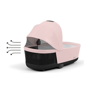 Cybex Priam Pushchair & Lux Carrycot | Peach Pink & Chrome (Black Handle)