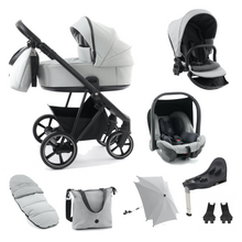 Load image into Gallery viewer, Babystyle Prestige 13 Piece Vogue Travel System - Flint Grey with Black Chassis (Black Handle)
