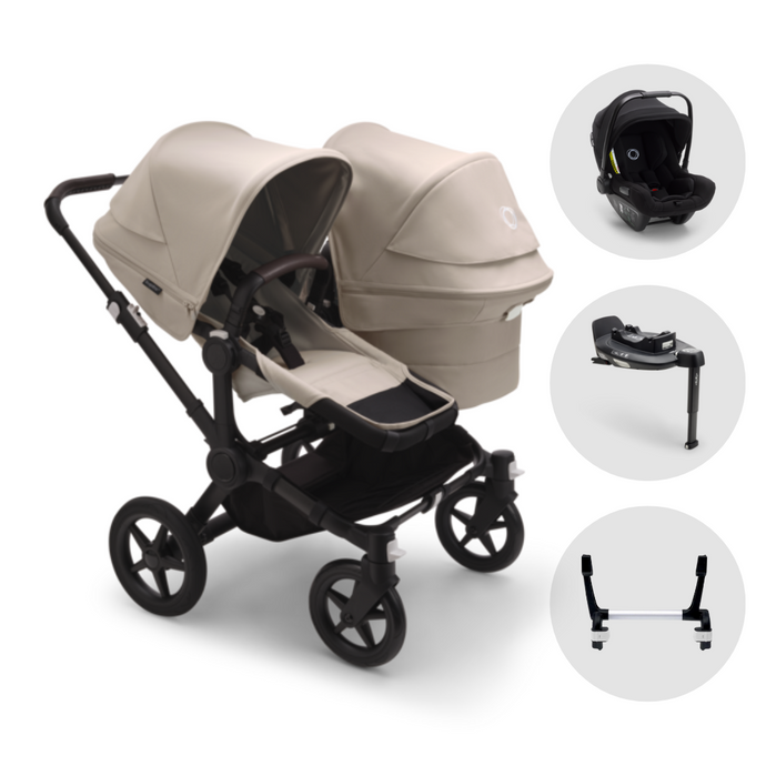 Bugaboo Donkey 5 Duo Pushchair & Carrycot with Turtle Air 360 Travel System - Black & Desert Taupe