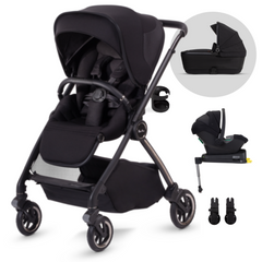 Silver Cross Dune Pushchair, First Bed Folding Carrycot & Dream i-Size Travel Pack - Space Black  (FREE Carrycot Stand)