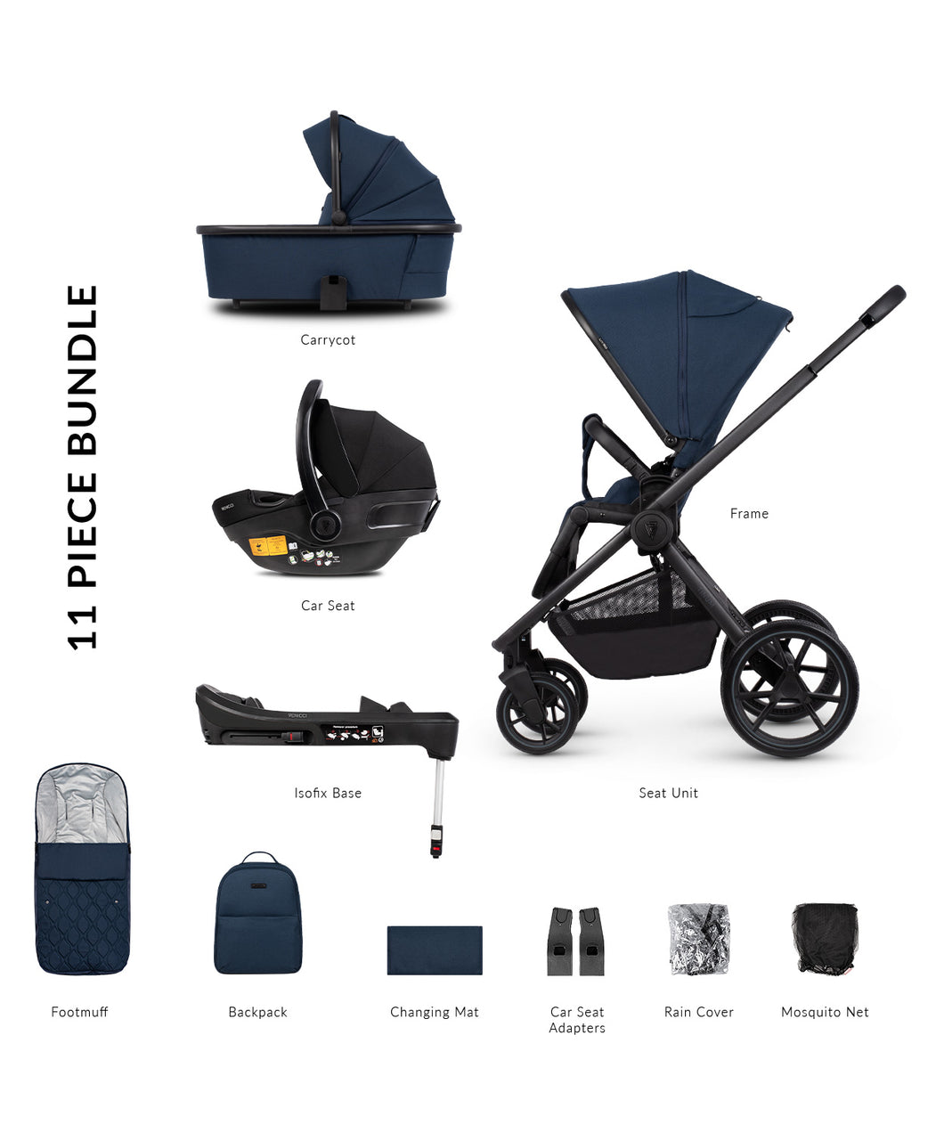 Venicci Tinum Edge 4in1 Complete Travel System with Isofix Base | Ocean