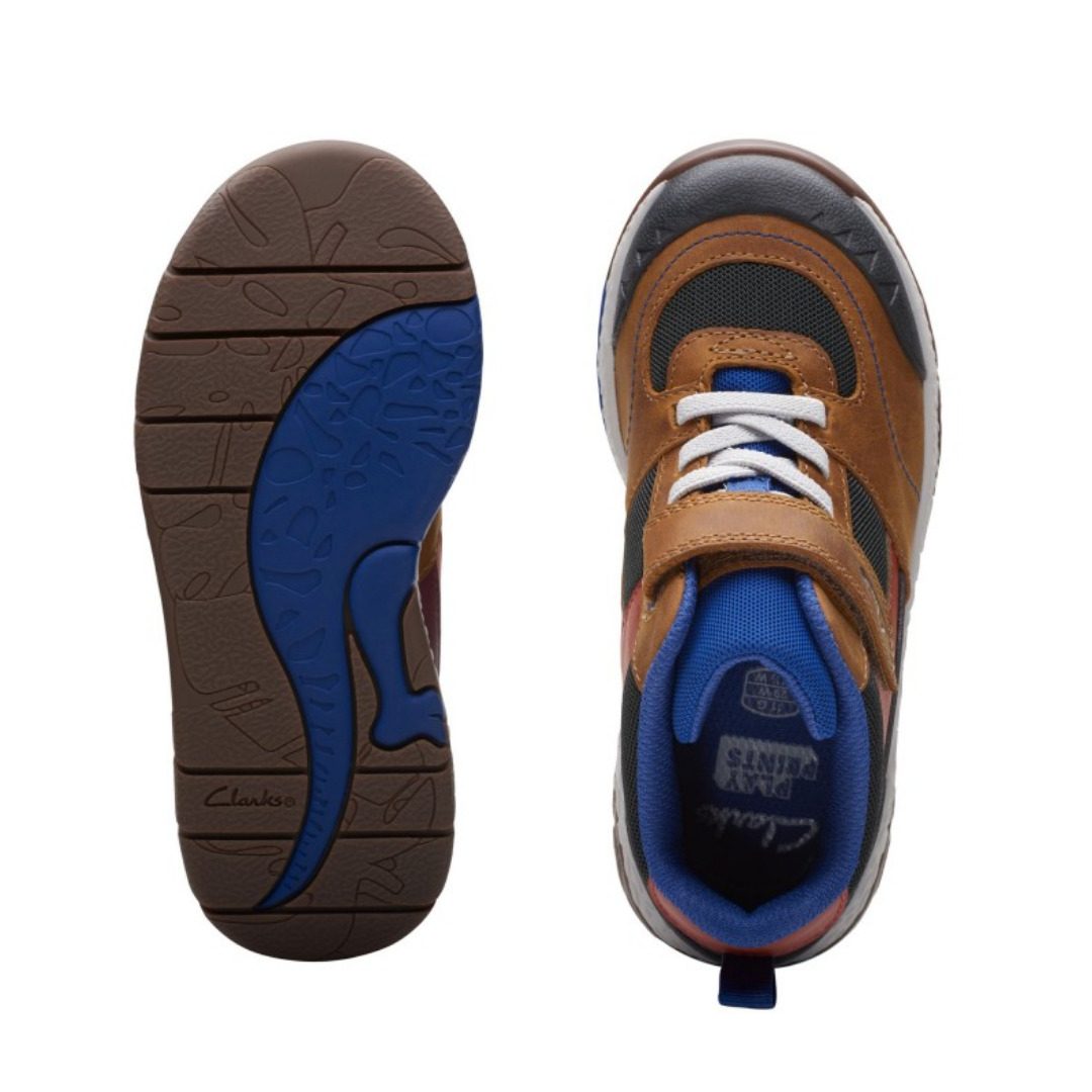 Clarks Steggy Stomp Kids Boots Tan Combi Size 7.5 G