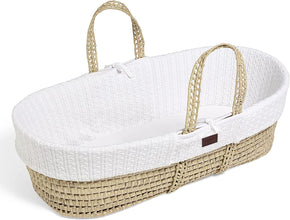 Load image into Gallery viewer, The Little green Sheep Knitted Moses Basket &amp; Rocking Stand | White
