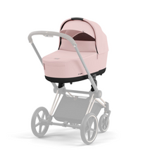 Load image into Gallery viewer, Cybex Priam Pushchair &amp; Lux Carrycot | Peach Pink &amp; Chrome (Black Handle)
