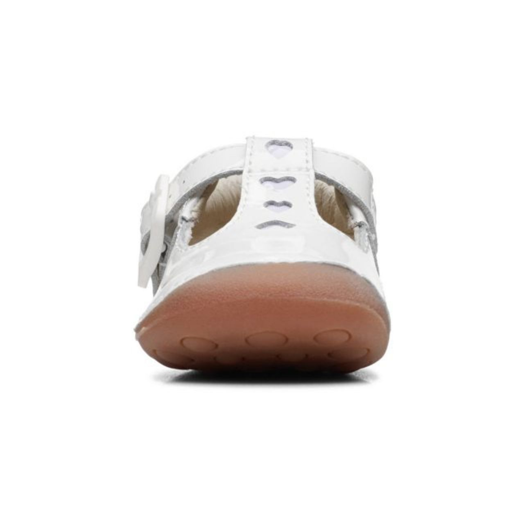 Clarks Tiny Beat Toddler Shoes | White Patent | Size 4 G