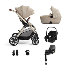 Silver Cross Reef Pushchair, First Bed Folding Carrycot & Maxi-Cosi Pebble 360 Pro Travel Pack - Stone